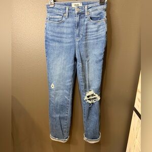 PAIGE Blue Distressed Boyfriend Jeans